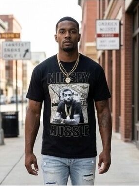 Nipsey Hussle Black Graphic Tee - Short Sleeve Men's Shirt